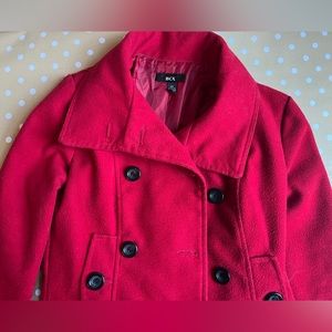 Red pea coat
